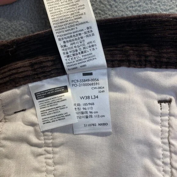 Levis 568 Loose Straight Carpenter Pants Brown Corduroy Workwear Size 38x34